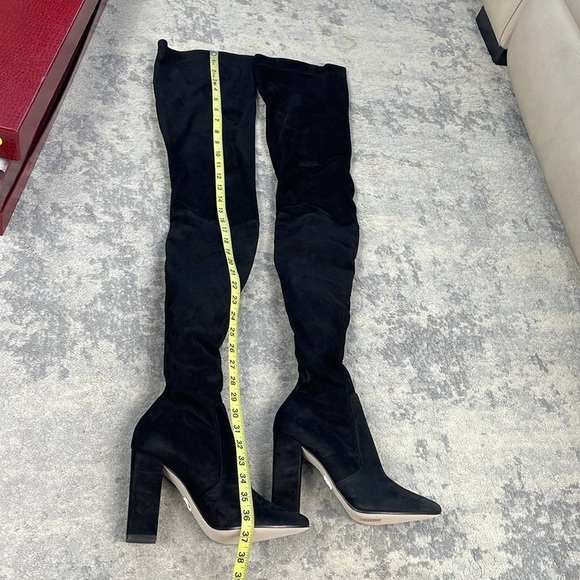 NIB Tamara Mellon Helmut Over The Knee Stretch Suede Boots Thigh Black 39.5 - Picture 11 of 15